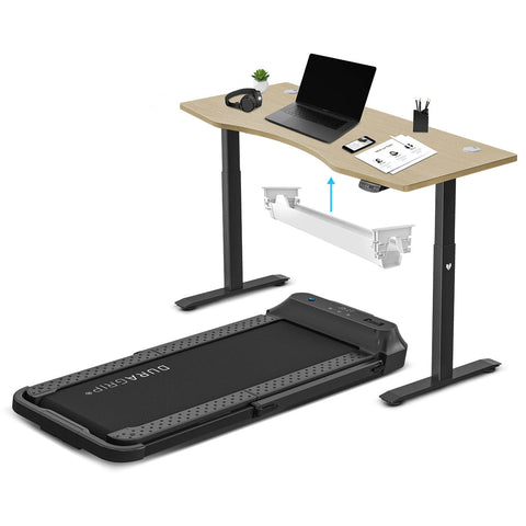 Lifespan Fitness V-FOLD Treadmill with ErgoDesk Automatic Standing Desk 1500mm in Oak/Black with V420-LFTM-VFOLD-G