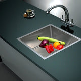 490x440mm Handmade Stainless Steel Undermount / Topmount Kitchen Laundry Sink with Waste V63-770015