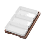 Snack Serving Tray Coffee Ceramic Segmented Long Strip Dishes Set with Bamboo Pallets for Cookies V1294-YM0523-3118220075611