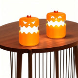 Dual-Expression Halloween Pumpkin Night Light with 360&deg Warm Glow, Rechargeable and Portable for V1341-ZY-CE5TWCRF-2PCS