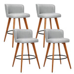 Artiss 4x Bar Stools Linen Padded Wooden Grey BA-TW-8126-LI-GYX4