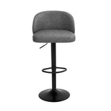 Levede 4x Bar Stool Swivel Gas Lift PU Leather Grey BR1066-2-DGX2