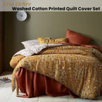 Accessorize Lisa Ochre Washed Cotton Printed Quilt Cover Set Queen V442-HIN-QUILTCS-LISA-OCHRE-QS