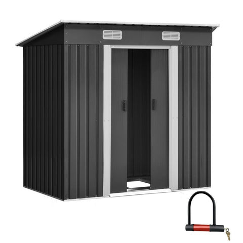 Giantz Garden Shed 1.94x1.21M w/Metal Base Sheds Outdoor Storage Tool Steel House Sliding Door SHED-FLAT-4X6-BASE-ABC