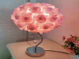 Red Roses And Silver Base Romantic Red Rose Flower Table Lamp - Crystal Heart Accent Bedside Night V888-ELOSUNG27156