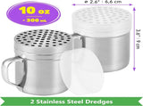 10 oz Stainless Steel Salt Pepper Dredge 2-pcs 10 oz Metal Parmesan Cheese V1259-DP01-F-524