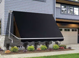 Retractable Fixed Pivot Arm Window Awning Patio Garden Blinds 2.4m x 2.1m Black V63-842711