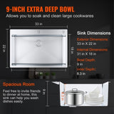 Kitchen Sink, 304 Stainless Steel Drop-In Sinks, Top Mount Single Bowl Basin with Accessories V952-QRSSCTSPDCY335P1LV0