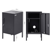 Artiss Bedside Table Metal Cabinet - Black AI-LOCKER-SH-BK