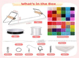 Adjustable Metal Bead Loom Kit, Loom Beading Supplies with 46000 Glass Seed Beads 2 Bead Needles V1369-AZ3-W-08535