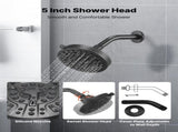Tub and Shower Faucet Set, Complete with 127 mm Rainfall Shower Head and Bathtub Spout, 8-Setting V952-YGHLLTZHHWHW0HLVZ001V0