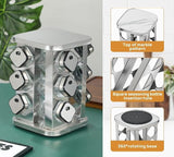 CARLA HOME Rotating Spice Rack Organizer with 20 Glass Jars for Kitchen Countertop V178-36146