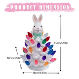 Ceramic Gnome Tree with LED Pastel Lights, Current Easter Light-Up Figurine, Spring Holiday Table V1366-AZ2-W-24002
