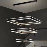 Modern Minimalist Square Pendant Light Adjustable LED Chandelier Triple Layer V255-L-18882-3-CORNER