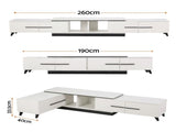 Artiss Extendable TV Cabinet Entertainment Unit Stand White FURNI-L-EXT-TV190-WH-ABC