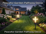 2Pcs Solar Cross Garden Stake Light, Color Changing LED Pathway Lamp with Waterproof Outdoor Yard V1366-AZ2-W-15254