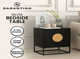 Sarantino Silvia Bedside Table with 2 Drawers - Black CBT-91S-6TZ-BLK