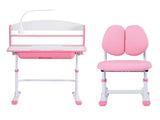 Keezi Kids Study Desk Chair Set Adjustable Ergonomic Table LED Lamp Pink KTC-A-STU-FA-PK