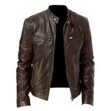 Men's PU Motorcycle Leather Jacket Slim Fit Zipper V728-LP1005007479131782