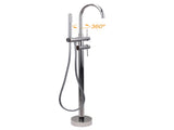 Polished Chrome Bathtub Filler Free Standing Mixer Faucet Tap Spout Handset WELS V1233-KRD602PS