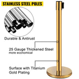 Stanchion Post Barriers 6-Set Line Dividers, Stainless Steel Stanchions with 6.6 Red Retractable V952-GLZ-CBTZ-JS-6JT01V0