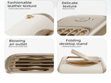 2-pack Brown Mini Waist Clip Fan with Leather Texture - Portable 3-in-1 Handheld & Desk Fan, Dual V888-ELOSUNG56705