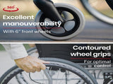EQUIPMED Folding Aluminium Wheelchair, 20" Wheels, Park Brakes, 100kg Capacity, Grey/Black V219-HECWLCEQB2GY