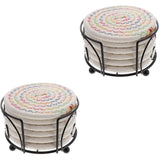 12 pcs Household Heat-resistant Teacup Coaster Cotton Rope Woven Cup Pad Daily Use Bowl Mat with V1369-AZ3-W-18063
