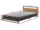 Artiss Metal Bed Frame Single Size Beds Platform with Mattress MBED-C-DANE-TT22-S-BK
