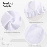 6PCS Elegant White Ruffle Polyester Half Aprons, 26" x 16.5", 74" Ties & Pockets, Long-Lasting V1192-AZ-W-18462