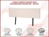 Linen Fabric Queen Bed Headboard Bedhead - Beige V63-800787