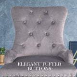 4X French Provincial Dining Chair Ring Studded Velvet Rubberwood Leg LISSE GREY V274-FT-VFC-1141-GY4