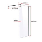 1200 x 2000mm Frameless 10mm Safety Glass Shower Screen V63-829931