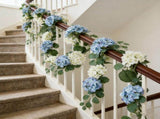 Hydrangea Garland Blue and Cream Artificial Flower Garland 6-Foot Easter Decoration for Mantels, V1366-AZ2-W-12821