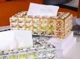 Tissue Dispenser Light Luxury Napkin Storage Box Metal Crystal Glass Tissue Holder for Home V1294-YM0703-3117230011911