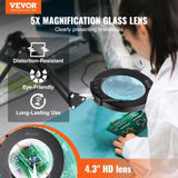 VEVOR Magnifying Floor Lamp, 5X Standing Magnifying Glass with Light, Height Adjustable Floor V952-YGFDD12WZX21ZFNAXV9