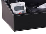Multifunction Tissue Box Black Multiple Compartments Durable PU Leather Rectangular Tissue Box Cover V1294-YM0706-3117230244811