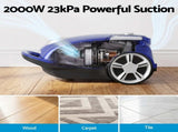 DEVANTI Bagged Vacuum Cleaner Powerful Suction for Carpet Wood Tile Floor VAC-KB-2108-BU