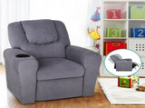 Keezi Kids Recliner Chair Linen Soft Sofa Lounge Couch Children Armchair Grey KID-RECLINER-GY