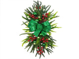 Xmas Staircase Swag with Light String Artificial Wreath Decor for Door Stair Wall Window Green V1294-YM0901-241006FB04-4