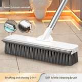 White Long Handle Floor Scrubber Brush - Stainless Steel and PP with Silicone Squeegee, 125cm V888-ELOSUNG53581