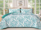 Blue Green Botanical Serenity Coverlet Bedspread Set V745-AC040013C04UA