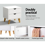 Artiss Bedside Table 2 Drawers - ANDERS White FURNI-G-SCAN-BS-WH-NT