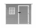 Giantz Garden Shed Outdoor Storage Box 1.87x1.28M Resin Tool Shed Backyard Grey SHED-FLAT-P-4X6-GR-ABC