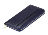 Dark Blue Premium Genuine Leather RFID Blocking Long Wallet - Unisex Multi-Card Organizer Clutch V888-ELOSUNG27838