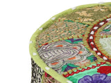 Patchwork Pouffe Round Cotton Handmade 40x20 Cm Green 43_246573