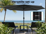 Instahut Outdoor Umbrella 2.9m Market Umbrella with String Light Tilt Charcoal Shade XFEL-UMB-FLAP-LED-CO