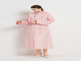 Size L Pink Women's Chic Lightweight Waterproof Raincoat - Long Hooded Packable Rain Jacket with V888-ELOSUNG32625