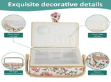Sewing Basket with Removable Tray, Pin Cushion and Floral Fabric Organizer for Craft Supplies V1188-MS-721-283