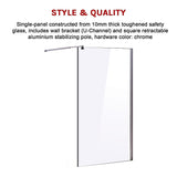 1200 x 2000mm Frameless 10mm Safety Glass Shower Screen V63-829751